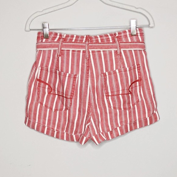 AEO • Red White Linen High Waist Paper Bag Shorts - Picture 9 of 9